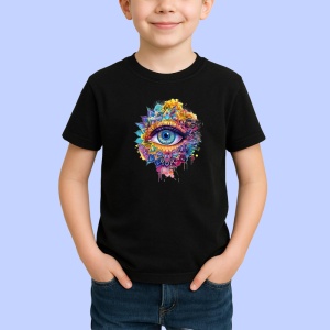 Tricou Ochi mandala cerc stropi luminosi, Copii | Dama | Barbat , tricou negru - Img 2