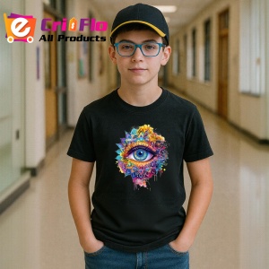 Tricou Ochi mandala cerc stropi luminosi, Copii | Dama | Barbat , tricou negru - Img 5