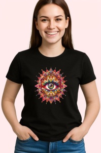 Tricou Ochi mandala explozie solara, Copii | Dama | Barbat , tricou negru - Img 3