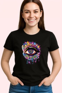 Tricou Ochi mandala gene ascutite violet, Copii | Dama | Barbat , tricou negru - Img 3