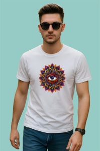 Tricou ochi mandala miez lotus in flacari, Copii | Dama | Barbat - Img 2