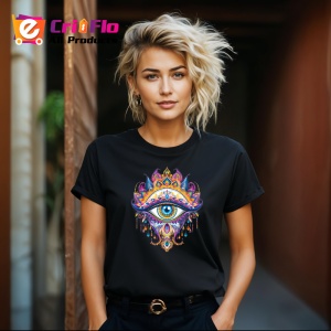 Tricou Ochi mandala picatura centrala majestuoasa, Copii | Dama | Barbat , tricou negru