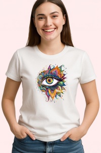 Tricou ochi mandala stralucire aurie fusionata, Copii | Dama | Barbat - Img 4