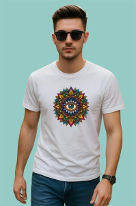 Tricou ochi mandala tribal verde portocaliu, Copii | Dama | Barbat - Img 2