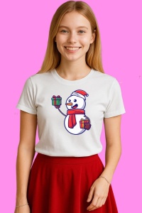 Tricou Om De Zapada Cu Caciula Rosie Si Fular Rosu, din bumbac 100%, tricou alb, Copii | Dama | Barbat - Img 4