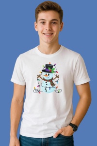 Tricou Om De Zapada Cu Instalatie De Craciun, din bumbac 100%, tricou alb, Copii | Dama | Barbat - Img 3