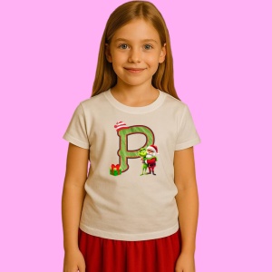 Tricou P Litere Craciun Cu Mos Si Spiridus Verde, din bumbac 100% Copii | Dama | Barbat - Img 3