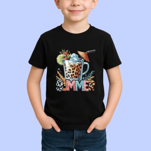 Tricou Pahar cu leopard print text summer bautura tropicala cu gheata Copii | Dama | Barbat Barbat - Img 6
