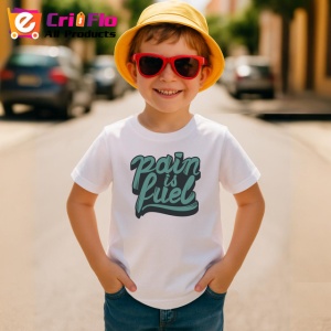 Tricou Pain Is Fuel Text Gri Stilizat V1, din bumbac 100% , tricou alb pentru Copii | Dama | Barbat - Img 4