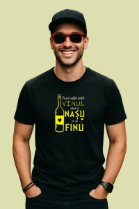 Tricou Parca Altfel Intra Vinul Cand E Nasu Si Finu, din bumbac 100%, tricou negru Barbat