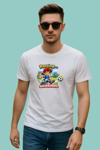 Tricou Passing Sometimes Copil Fotbalist Minge V1, din bumbac 100% , tricou alb pentru Copii | Dama | Barbat - Img 3