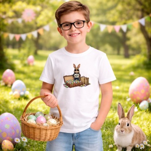 Tricou Paste 67 Bunny Ochelari Cos Oua Easter Pastel Cute, din bumbac 100%, tricou alb, Copii | Dama | Barbat - Img 7