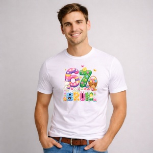 Tricou Paste 67 Easter Bunny Bruh Vintage Sunset Style, din bumbac 100%, tricou alb, Copii | Dama | Barbat - Img 2