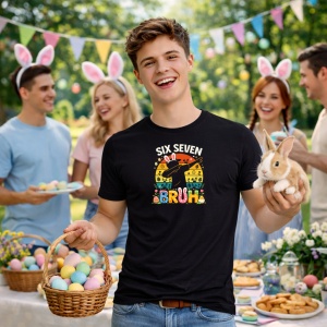 Tricou Paste 67 Easter Doodle Oua Colorate Pastel, din bumbac 100%, tricou negru, Copii | Dama | Barbat - Img 7