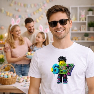 Tricou Paste 67 Roblox Boy Neon Drip Graffiti Outfit, din bumbac 100%, tricou alb, Copii | Dama | Barbat - Img 5