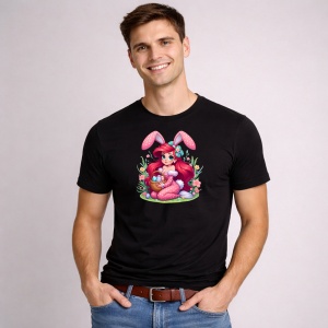 Tricou Paste Ariel Mica Sirena Paste Iepuras Oua Colorate, din bumbac 100%, tricou negru, Copii | Dama | Barbat - Img 3