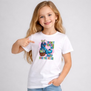Tricou Paste Dragon Funny Dont Touch My Easter Eggs, din bumbac 100%, tricou alb, Copii | Dama | Barbat - Img 2