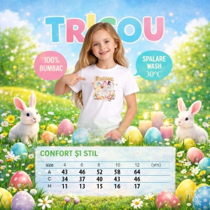 Tricou Paste Easter Girls Grup Fashion Pastel Aesthetic, din bumbac 100%, tricou alb, Copii | Dama | Barbat - Img 6