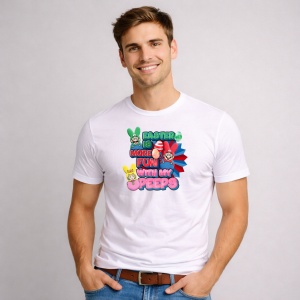 Tricou Paste Easter Is More Fun With My Peeps Iepurasi Colorati, din bumbac 100%, tricou alb, Copii | Dama | Barbat - Img 3