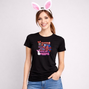 Tricou Paste Easter Is More Fun With My Peeps Spiderman Stil, din bumbac 100%, tricou negru, Copii | Dama | Barbat - Img 3