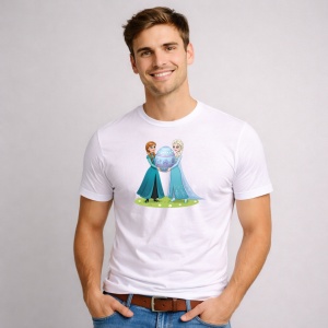 Tricou Paste Elsa Anna Frozen Paste Ou Mare Decorativ, din bumbac 100%, tricou alb, Copii | Dama | Barbat - Img 2