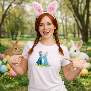 Tricou Paste Elsa Anna Frozen Paste Ou Mare Decorativ, din bumbac 100%, tricou alb, Copii | Dama | Barbat - Img 9
