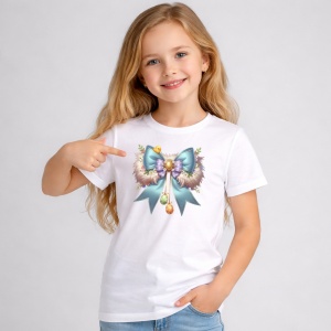 Tricou Paste Fundita Albastra Cu Oua Si Pene Decor Paste, din bumbac 100%, tricou alb, Copii | Dama | Barbat - Img 2