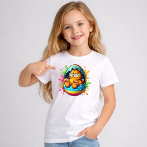 Tricou Paste Garfield Paste Ou Colorat Splash, din bumbac 100%, tricou alb, Copii | Dama | Barbat - Img 2