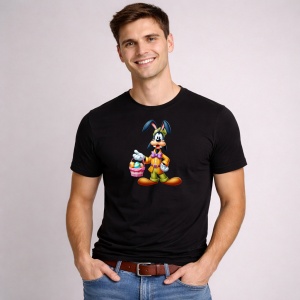 Tricou Paste Goofy Paste Cos Oua Colorate Iepuras, din bumbac 100%, tricou negru, Copii | Dama | Barbat - Img 3