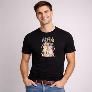 Tricou Paste Happy Easter Kpop Girls Cos Oua Pastel, din bumbac 100%, tricou negru, Copii | Dama | Barbat - Img 3
