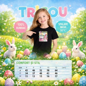 Tricou Paste Huntrix Kpop Easter Girls Rumi Mira Zoey Pastel, din bumbac 100%, tricou negru, Copii | Dama | Barbat - Img 4