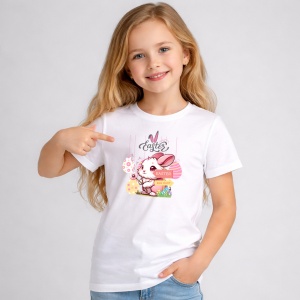 Tricou Paste Iepuras Paste Ou Colorat Ilustratie Sweet, din bumbac 100%, tricou alb, Copii | Dama | Barbat