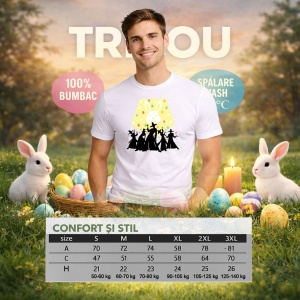 Tricou Paste Iepurasi Silueta Easter Show Dans Kpop, din bumbac 100%, tricou alb, Copii | Dama | Barbat - Img 4