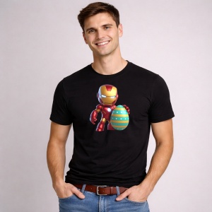Tricou Paste Iron Man Paste Ou Colorat Decorativ, din bumbac 100%, tricou negru, Copii | Dama | Barbat - Img 2