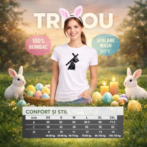 Tricou Paste Isus Cu Cruce Silueta Simbol Crestin Religios, din bumbac 100%, tricou alb, Copii | Dama | Barbat - Img 8