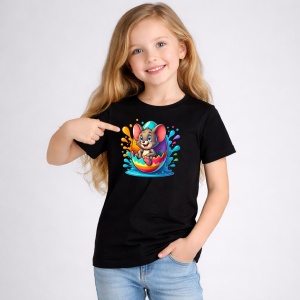 Tricou Paste Jerry Mouse Paste Ou Colorat Vesel, din bumbac 100%, tricou negru, Copii | Dama | Barbat - Img 2