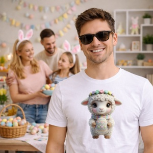 Tricou Paste Miel Crosetat Cu Ou Easter Pastel Cute Kawaii, din bumbac 100%, tricou alb, Copii | Dama | Barbat - Img 7