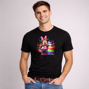 Tricou Paste Minnie Mouse Paste Ou Colorat Decorativ, din bumbac 100%, tricou negru, Copii | Dama | Barbat