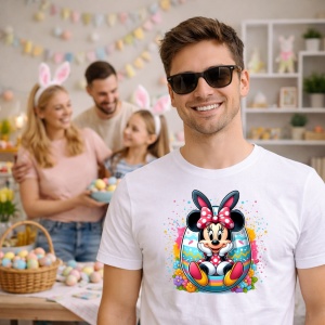 Tricou Paste Minnie Mouse Paste Ou Colorat Flori, din bumbac 100%, tricou alb, Copii | Dama | Barbat - Img 7