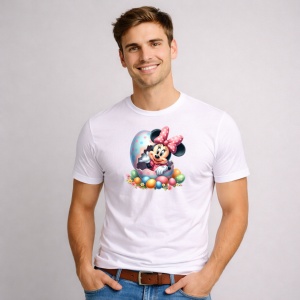 Tricou Paste Minnie Mouse Paste Ou Mare Colorat Decorativ, din bumbac 100%, tricou alb, Copii | Dama | Barbat - Img 2