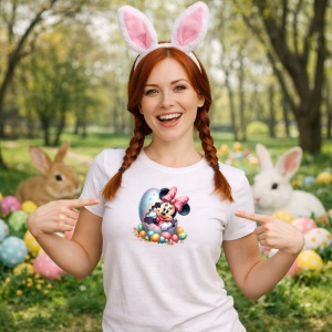 Tricou Paste Minnie Mouse Paste Ou Mare Colorat Decorativ, din bumbac 100%, tricou alb, Copii | Dama | Barbat - Img 9