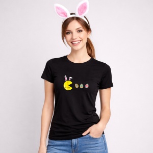 Tricou Paste Pacman Gamer Paste Mananca Oua Colorate, din bumbac 100%, tricou negru, Copii | Dama | Barbat