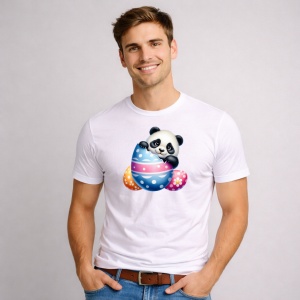 Tricou Paste Panda Paste Ou Colorat Mare Decorativ, din bumbac 100%, tricou alb, Copii | Dama | Barbat - Img 2