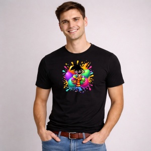 Tricou Paste Personaje Desen Stil Graffiti Paste Oua Colorate, din bumbac 100%, tricou negru, Copii | Dama | Barbat - Img 1