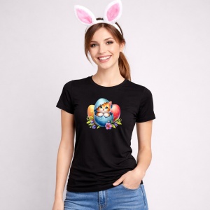 Tricou Paste Pisica Paste Ou Spart Colorat Flori, din bumbac 100%, tricou negru, Copii | Dama | Barbat - Img 3