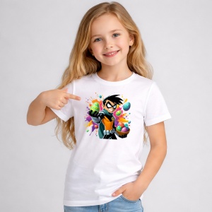 Tricou Paste Robin Teen Titans Paste Oua Colorate Cos, din bumbac 100%, tricou alb, Copii | Dama | Barbat
