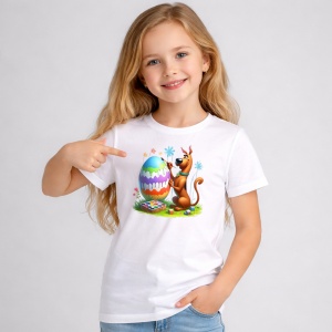 Tricou Paste Scooby Doo Paste Ou Colorat Pictat, din bumbac 100%, tricou alb, Copii | Dama | Barbat