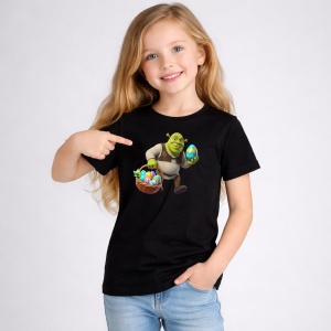 Tricou Paste Shrek Cos Paste Oua Colorate Iepuras, din bumbac 100%, tricou negru, Copii | Dama | Barbat - Img 2