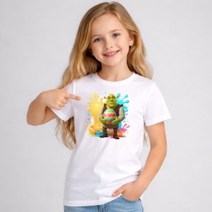 Tricou Paste Shrek Ou Urias Colorat Stropi Vopsea Paste, din bumbac 100%, tricou alb, Copii | Dama | Barbat - Img 1