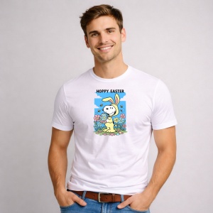 Tricou Paste Snoopy Happy Easter Oua Colorate Primavara, din bumbac 100%, tricou alb, Copii | Dama | Barbat - Img 2